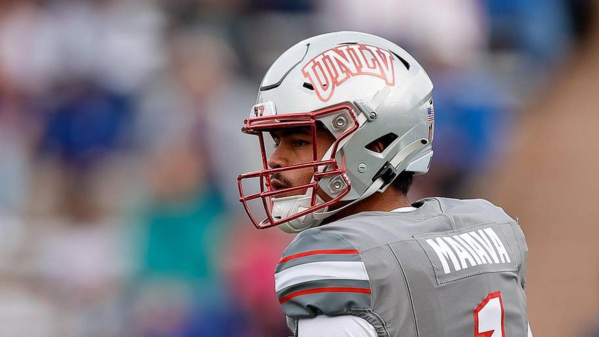  Nov 18, 2023; Colorado Springs, Colorado, USA; UNLV Rebels quarterback Jayden Maiava (1) looks to pass in the first quarter against the Air Force Falcons at Falcon Stadium. Mandatory Credit: Isaiah J. Downing-Imagn Images | Isaiah J. Downing-Imagn Images 