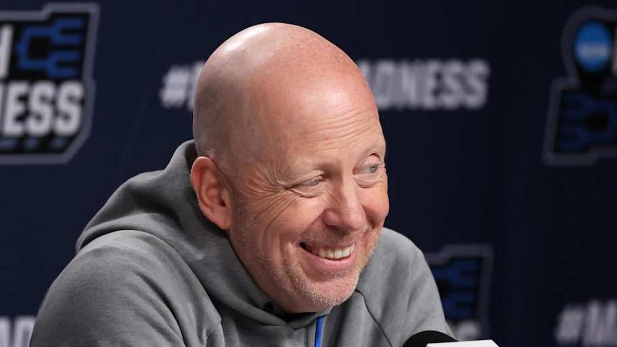  Mar 19, 2026; Philadelphia, PA, USA; UCLA Bruins head coach Mick Cronin speaks with the media before a practice session ahead of the first round of the men's 2026 NCAA Tournament at Xfinity Mobile Arena. Mandatory Credit: Bill Streicher-Imagn Images | Bill Streicher-Imagn Images 