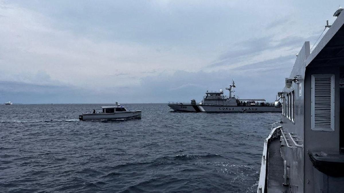 Coast Guard boats are deployed to search for four Italian scuba divers near Alimatha Island, Vaavu Atoll, Maldives, in this handout photo released on May 18, 2026. Maldives President's Office/ Handout via REUTERS