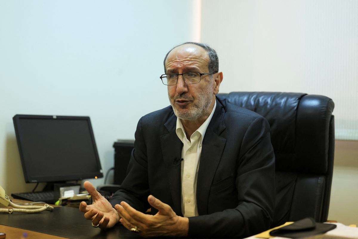 Ibrahim al-Moussawi, a Hezbollah member of the Lebanese parliament, gives an interview to Reuters at his office in the parliament building in Beirut, April 30, 2026. REUTERS/Mohamed Azakir