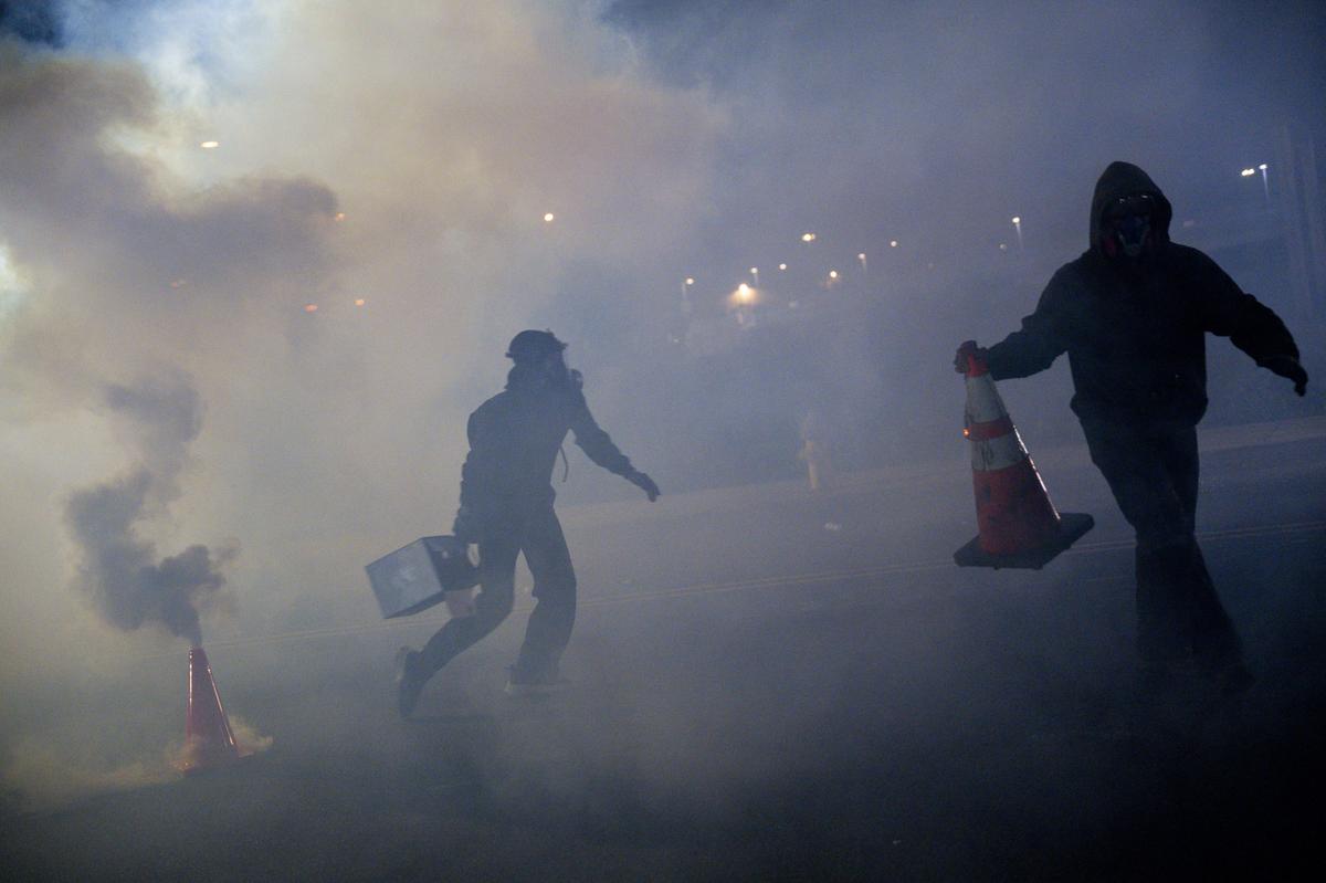 Demonstrators outside the Delaney Hall immigration detention center in Newark, N.J., May 30, 2026. The police used tear gas in an effort to disperse protesters Saturday night. (Vincent Alban/The New York Times)
