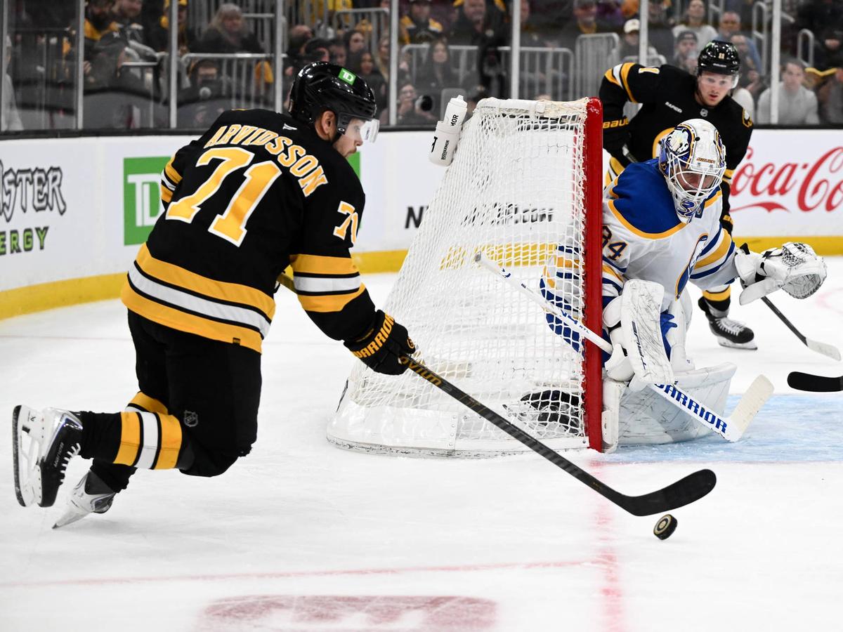  Boston Bruins left wing Viktor Arvidsson (71) attempts a shot. Brian Fluharty-Imagn Images