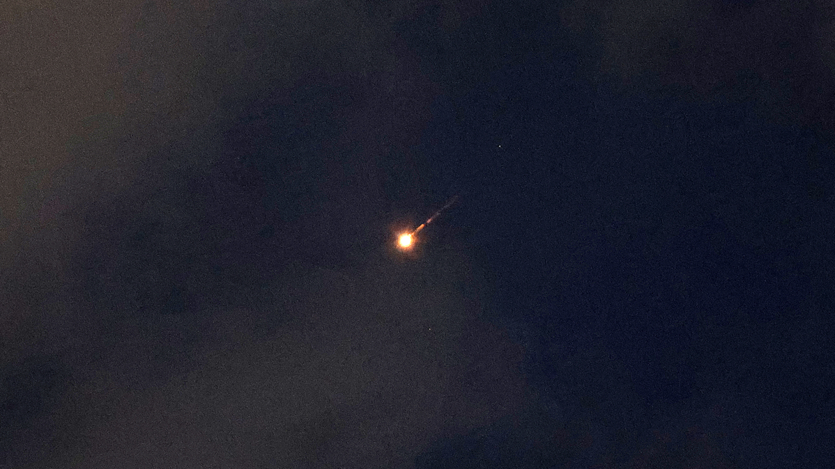 A rocket trail is seen in the sky above the Israeli coastal city of Netanya on June 7, 2026. Air raid sirens sounded in Israel on June 8 as its military worked to intercept barrages of incoming Iranian missiles for the first time since an April ceasefire took hold in the Middle East war. (Jack Guez/AFP/Getty Images/TNS)