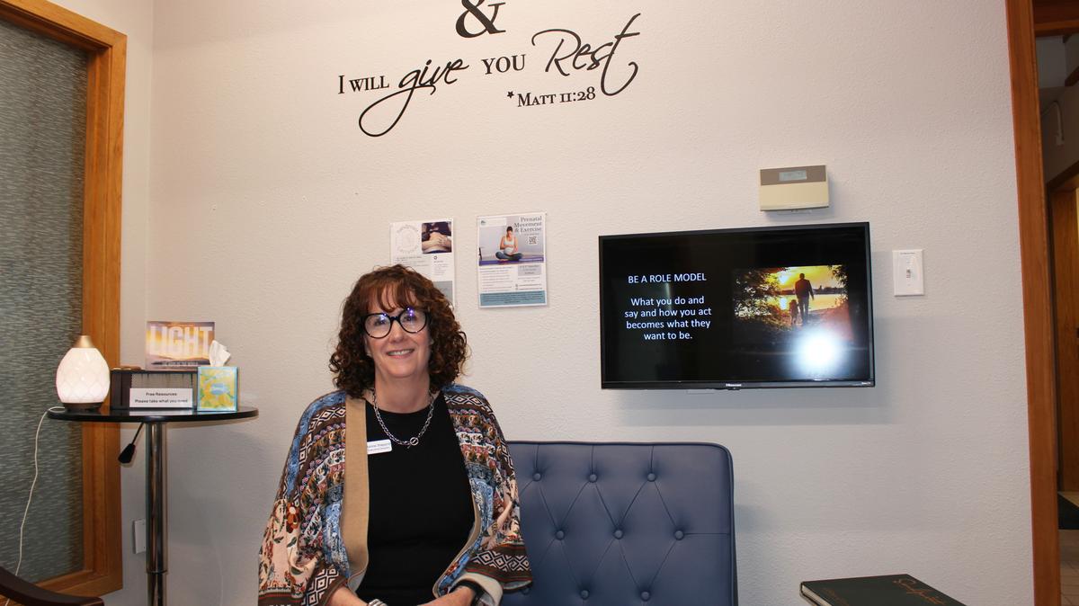 Janine Shepard, executive director of 7B Care Clinic in Sandpoint, Idaho, says she hopes the pregnant women who seek help from the anti-abortion organization feel supported enough to make a "life-affirming" decision. (Jazmin Orozco Rodriguez/KFF Health News/TNS)