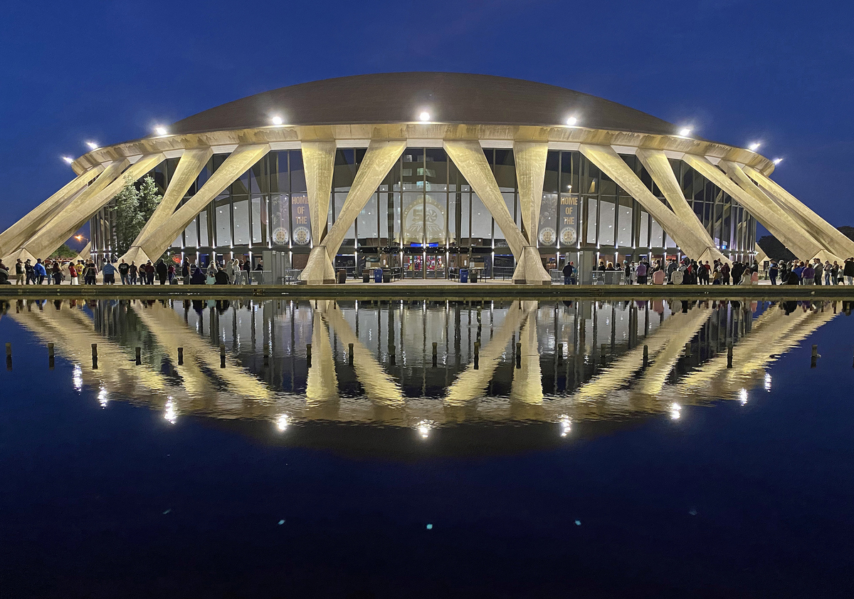  The Norfolk Scope Arena in Virginia, pictured at night. 
