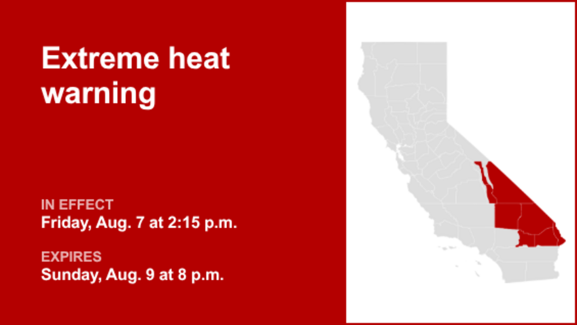 Extreme heat warning active for California until Sunday evening 