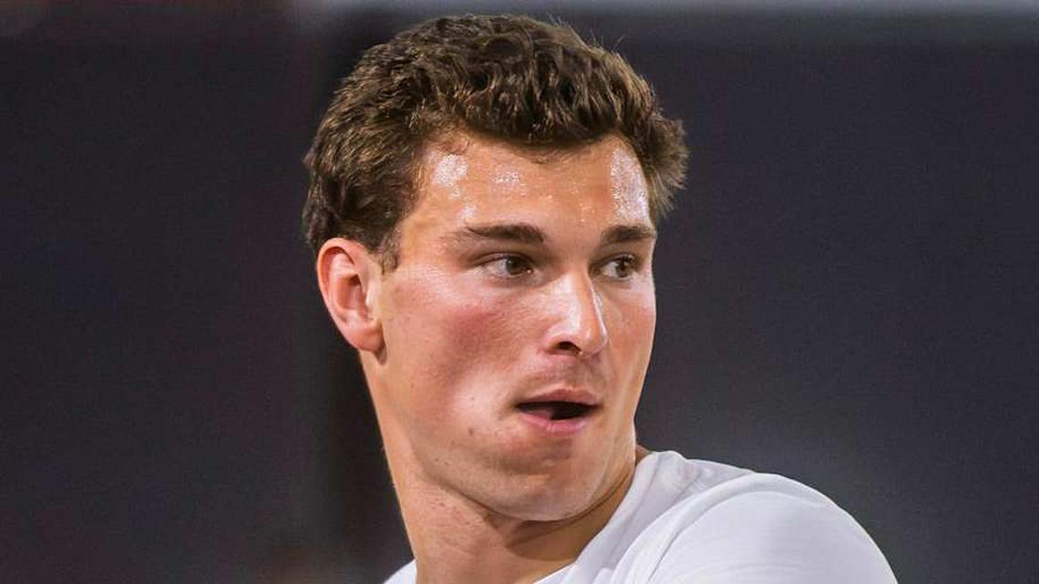  Fernando Mendoza participates in Indiana University's Pro Day at Mellencamp Pavilion on Wednesday, April 1, 2026. | Rich Janzaruk/Herald-Times / USA TODAY NETWORK via Imagn Images 