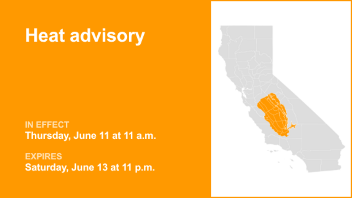 UPDATE: Heat advisory for Central California from Thursday to Saturday 