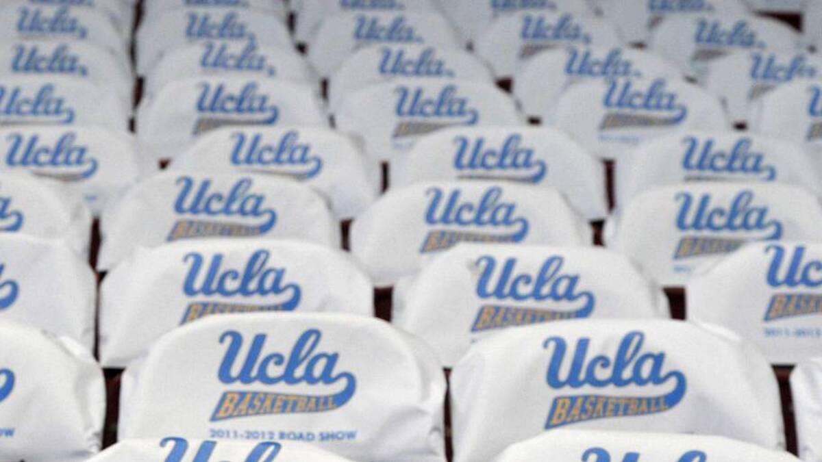  Dec 20, 2011; Los Angeles, CA, USA; General view of seat cushions at the the Sports Arena with the words: UCLA Basketball 2011-2013 Road Show before the game against the UC Irvine Anteaters. Mandatory Credit: Kirby Lee/Image of Sport-Imagn Images | Kirby Lee-Imagn Images 