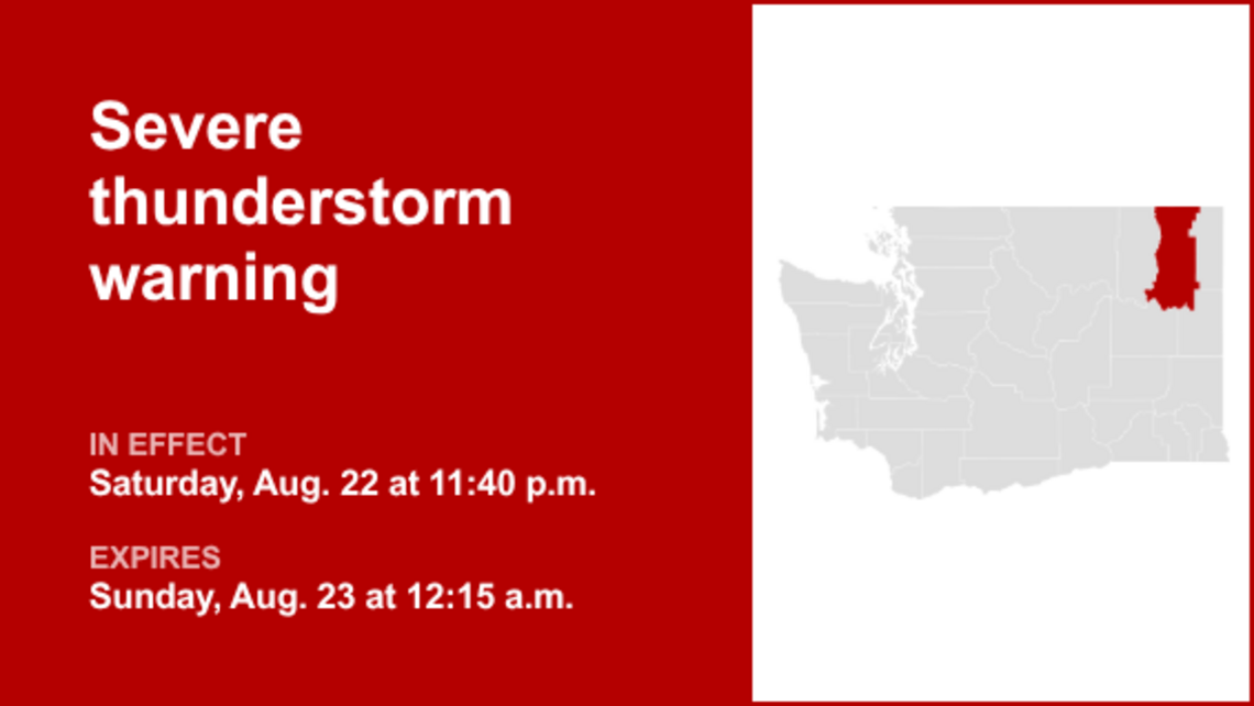 UPDATE: The current severe thunderstorm warning for Stevens County will be expiring at 12:15 a.m. 