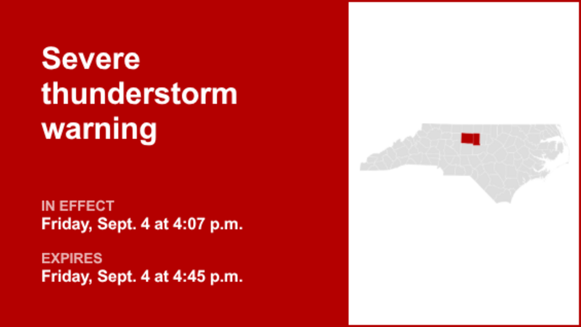 UPDATE: Severe thunderstorm warning for Guilford and Randolph counties likely to expire at 7 p.m. 