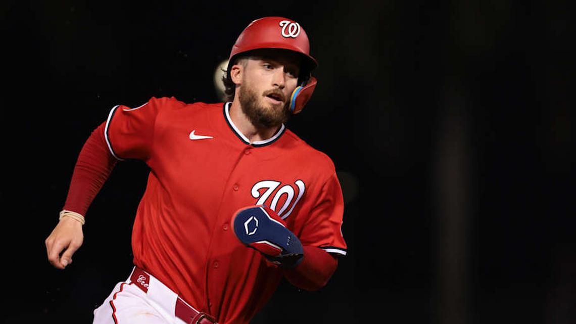 Washington Nationals center fielder Dylan Crews (3) rounds past third base against the New York Mets during the fifth inning at CACTI Park of the Palm Beaches. | Sam Navarro-Imagn Images 
