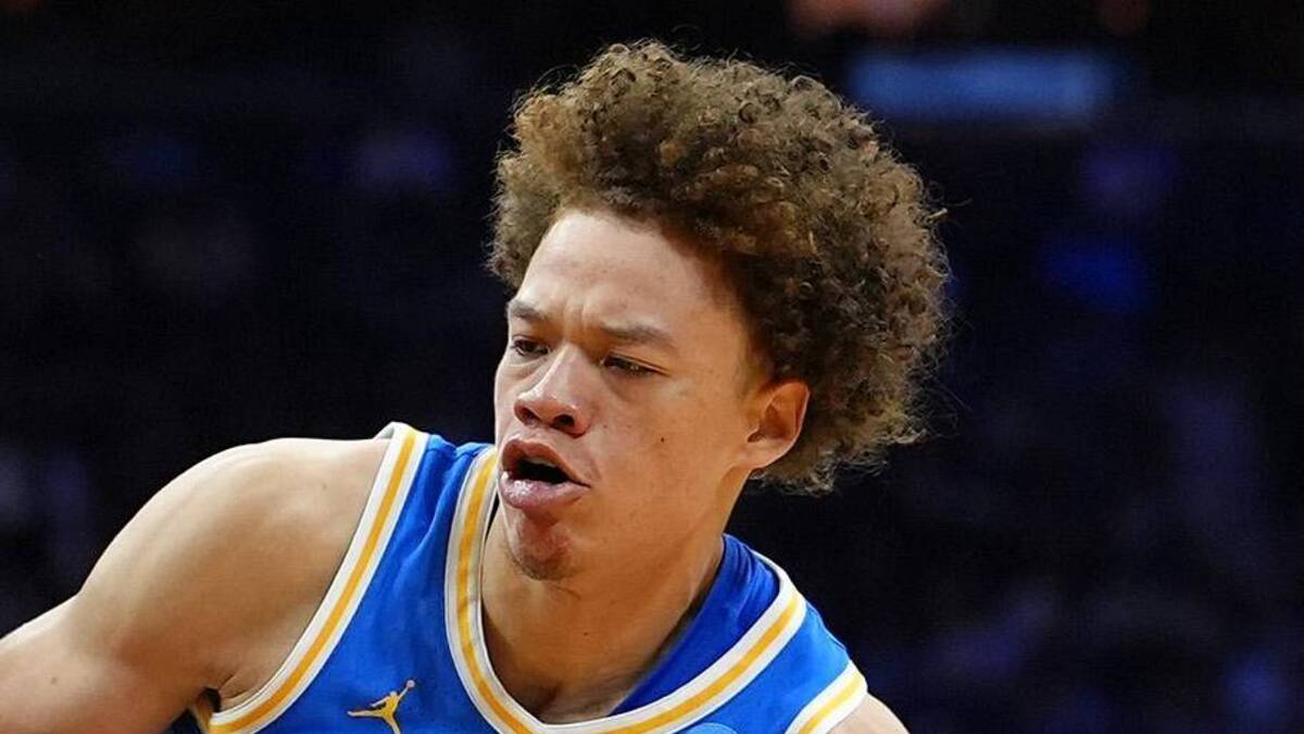  Mar 22, 2026; Philadelphia, PA, USA; UCLA Bruins guard Trent Perry (0) dribbles the ball against the UConn Huskies in the first half during a second round game of the men's 2026 NCAA Tournament at Xfinity Mobile Arena. Mandatory Credit: Kyle Ross-Imagn Images | Kyle Ross-Imagn Images 