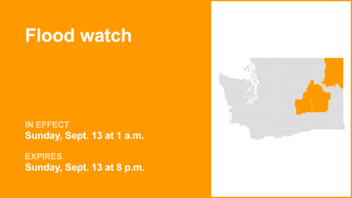 UPDATE: Flood watch issued for Eastern Washington until Sunday evening, says the NWS 