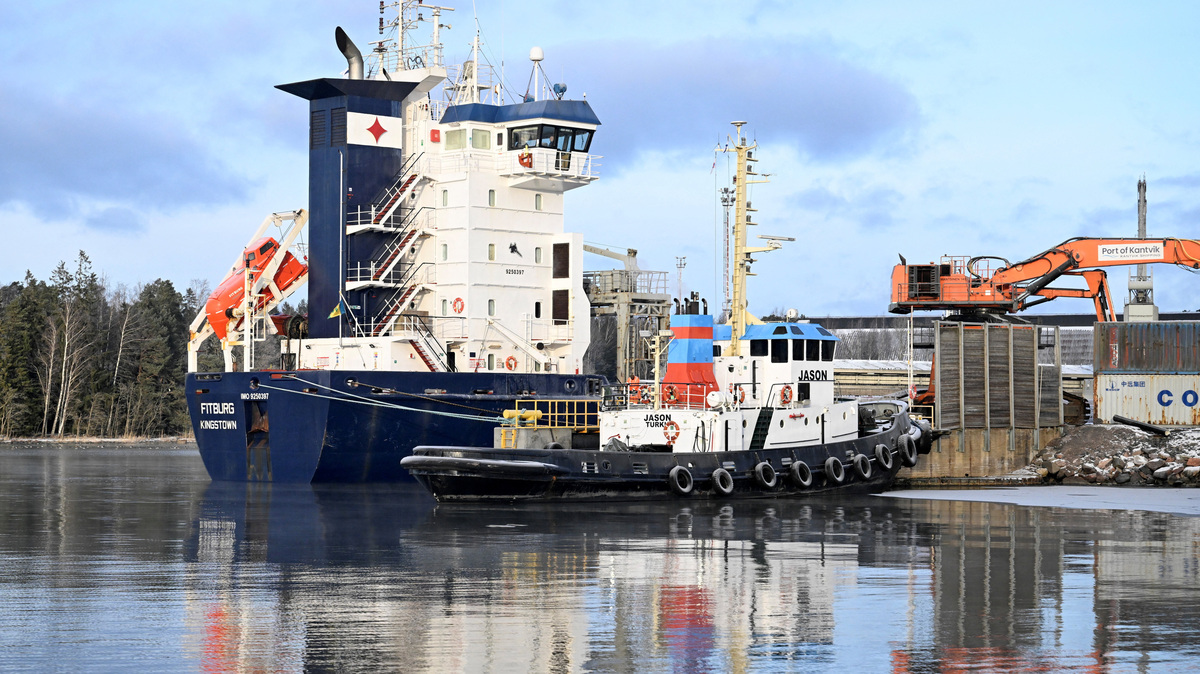 Seized vessel Fitburg rests in harbour in Kirkkonummi, Finland, January 1, 2026. Roni Rekomaa/Lehtikuva via REUTERS