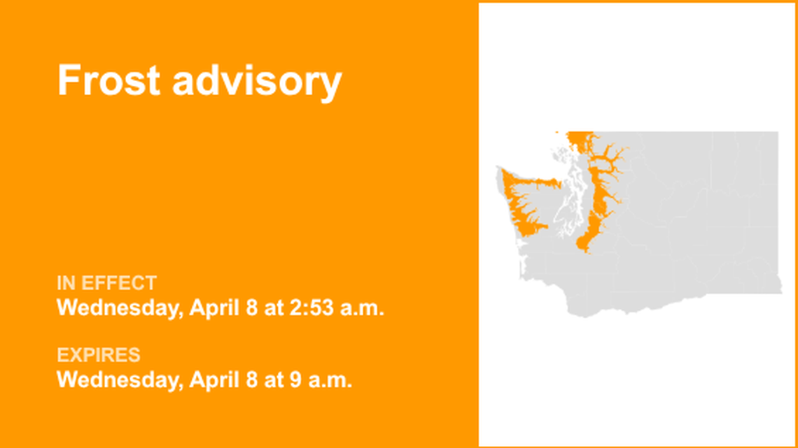 Frost advisory affecting Puget Sound region until Wednesday morning, says the NWS 