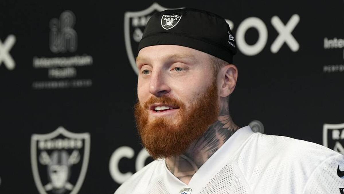  Jun 3, 2026; Henderson, NV, USA; Las Vegas Raiders defensive end Maxx Crosby (98) speaks during a news conference during organized team activities at Intermountain Health Performance Center. Mandatory Credit: Candice Ward-Imagn Images | Candice Ward-Imagn Images 