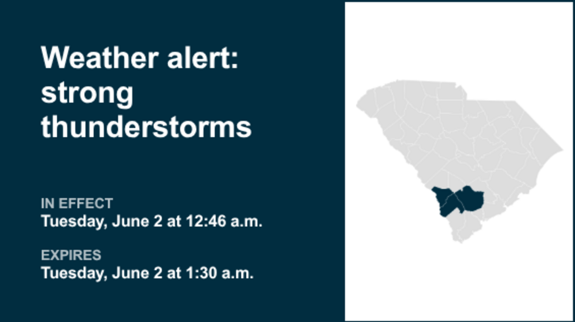 Weather alert in place for Lowcountry until 1 a.m. Tuesday 