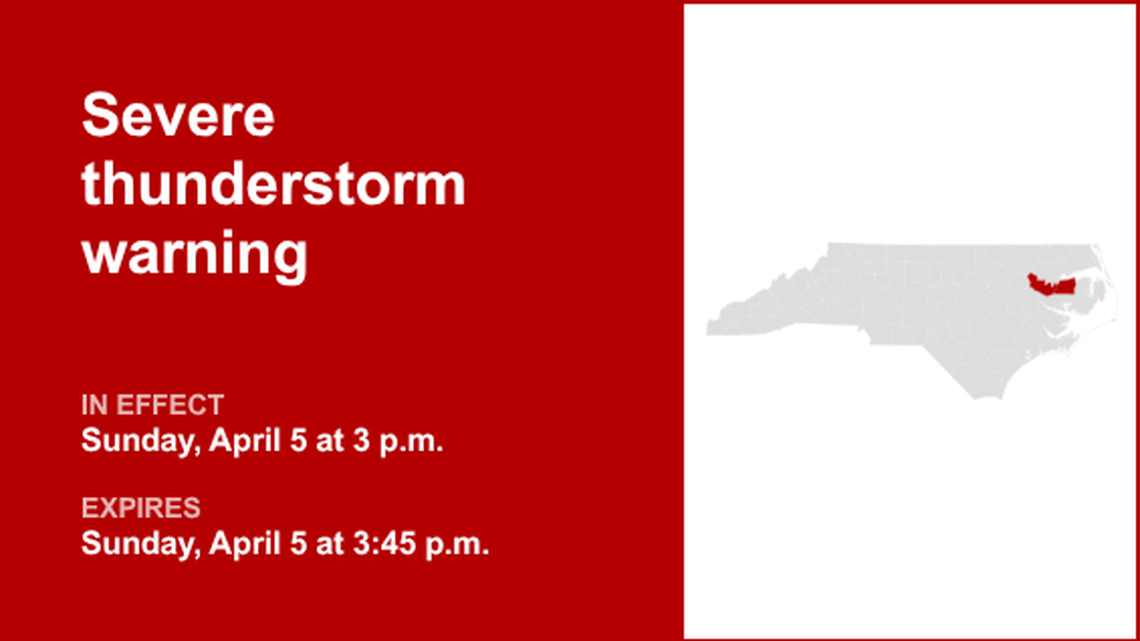 UPDATE: The severe thunderstorm warning is predicted to expire at 3:45 p.m. 