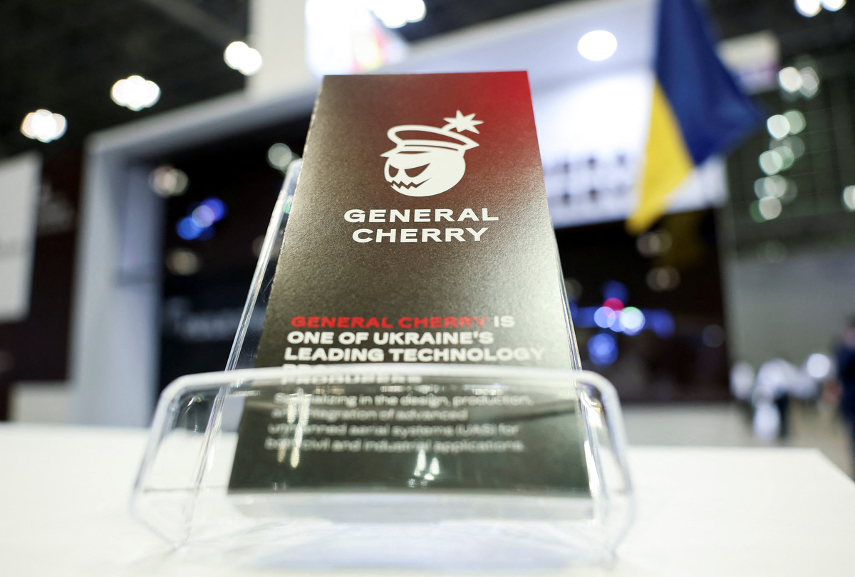 Leaflets of General Cherry, a Ukrainian drone manufacturer, are displayed at the company booth at the Japan Drone 2026 and International Advanced Air Mobility Expo in Chiba, east of Tokyo, Japan June 5, 2026.   REUTERS/Issei Kato