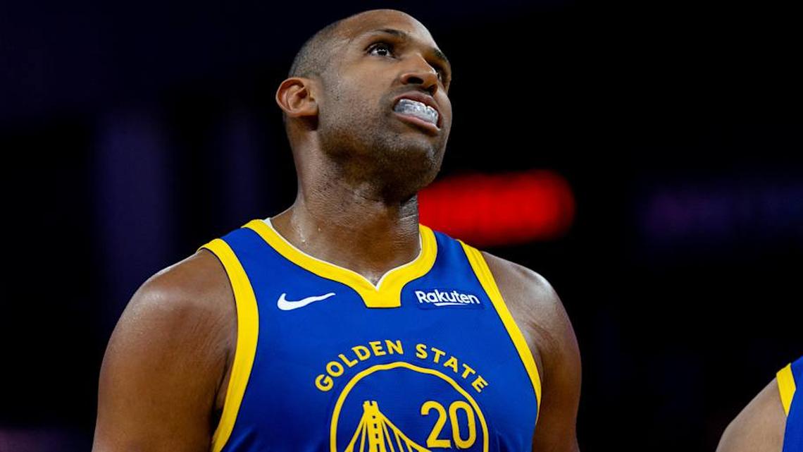  Mar 10, 2026; San Francisco, California, USA; Golden State Warriors center Al Horford (20) during overtime against the Chicago Bulls at Chase Center. | Bob Kupbens-Imagn Images 