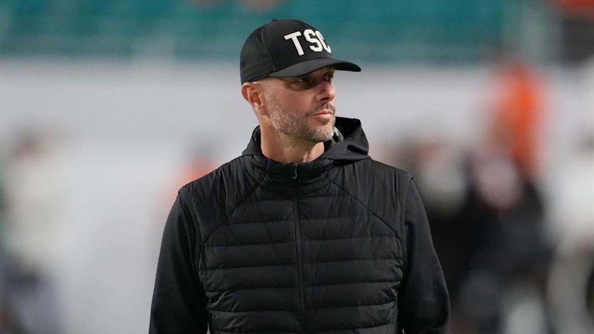  Jan 19, 2026; Miami Gardens, FL, USA; Las Vegas Raiders general manager John Spytek walks on the sideline before the CFP National Championship college football game between the Indiana Hoosiers and the Miami Hurricanes at Hard Rock Stadium. Mandatory Credit: Kirby Lee-Imagn Images | Kirby Lee-Imagn Images 