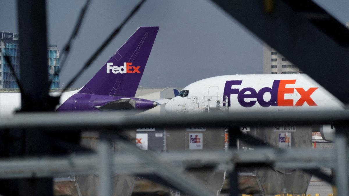 FedEx air freight cargo planes parked at a FedEx regional hub at Los Angeles International Airport (LAX) in Los Angeles, California, U.S., September 16, 2022.  REUTERS/Bing Guan