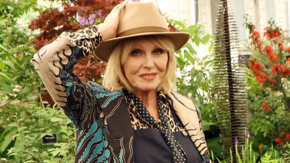 Joanna Lumley poses in a garden at the Chelsea Flower Show in London on May 22, 2023. The actor turns 80 on May 1. File Photo by Hugo Philpott/UPI