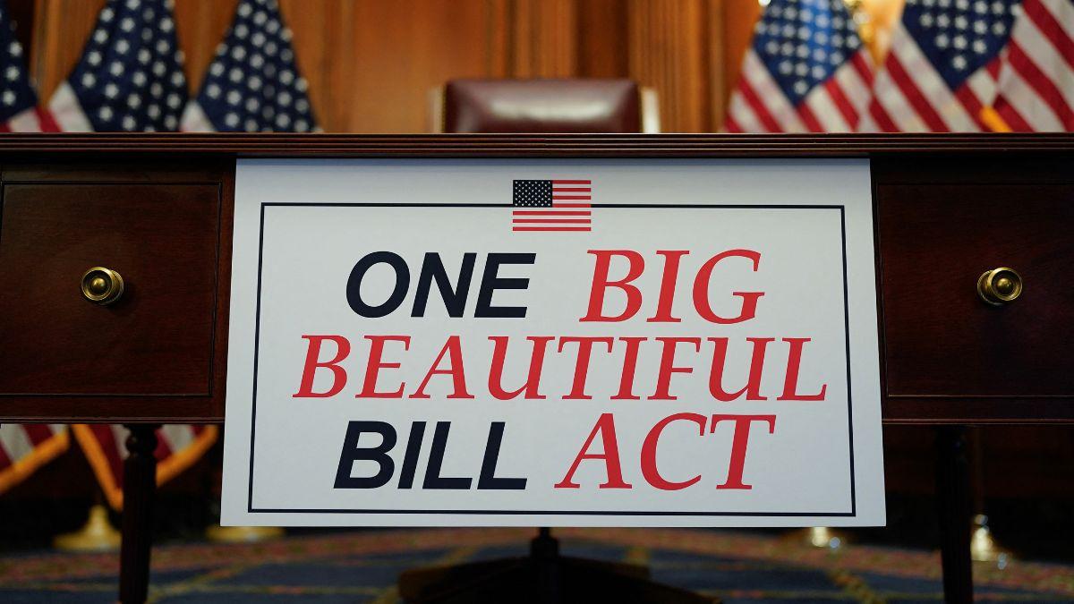 A sign for the “One Big Beautiful Bill Act.”
