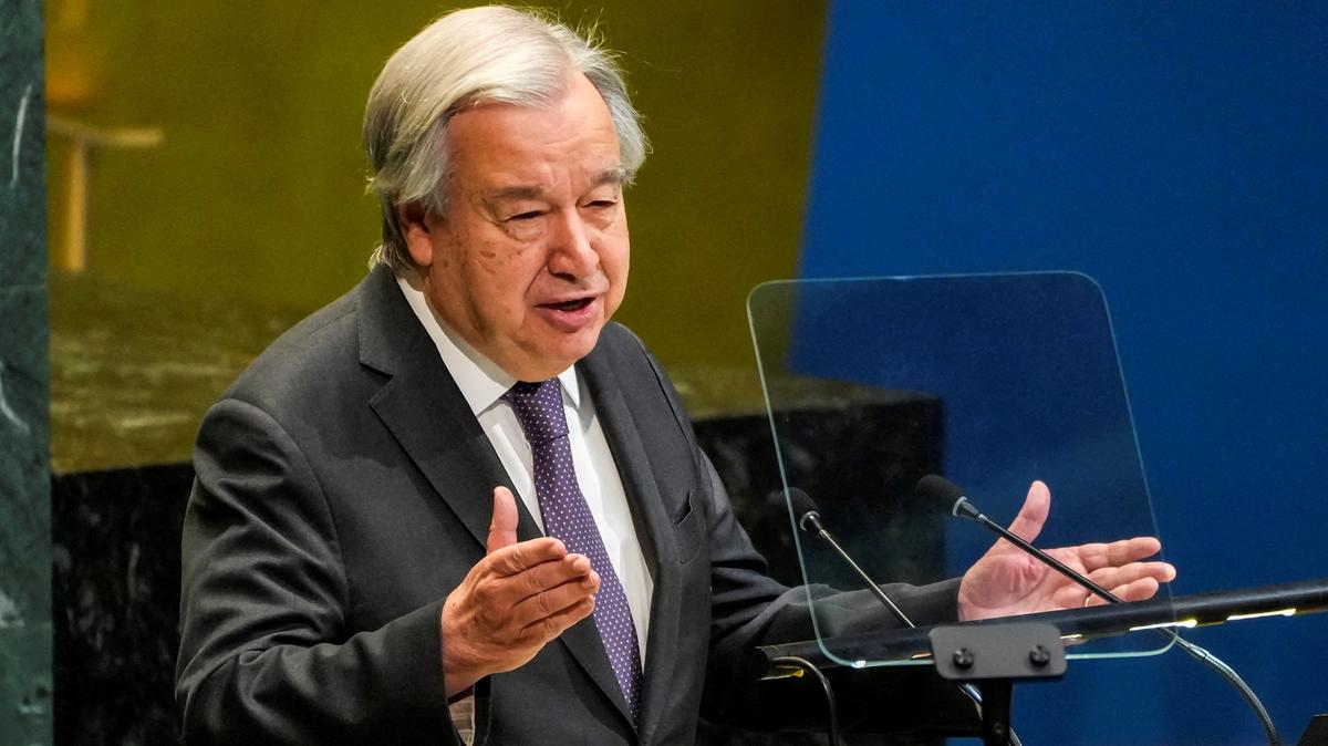 United Nations Secretary-General Antonio Guterres speaks to delegates during a meeting on Nuclear Non-Proliferation Treaty at U.N. headquarters in New York City, U.S., April 27, 2026.  REUTERS/Eduardo Munoz