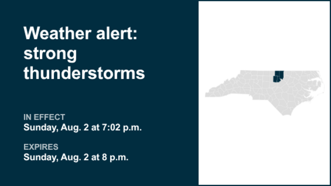 UPDATE: Weather alert in place for the Piedmont region Sunday night, says the NWS 
