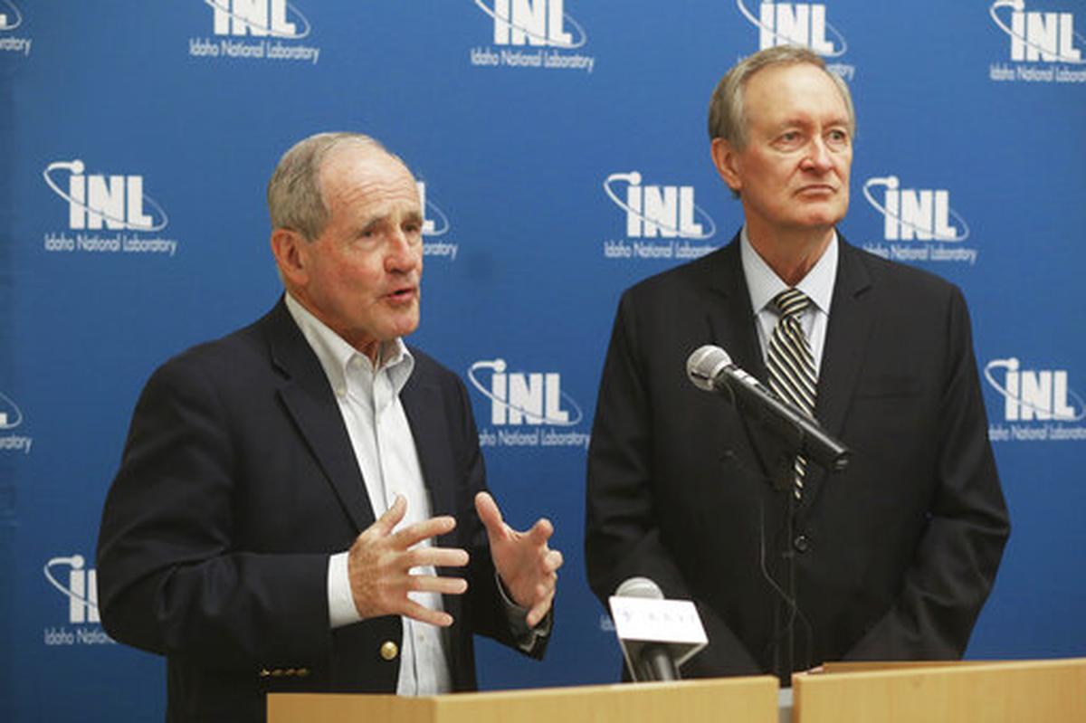 FILE - Idaho’s Republican U.S. Sens. James Risch, left, and Mike Crapo, seen in this 2019 file photo, are quick to criticize the president at the drop of a pin but stay stone silent when their party’s president encouraged a riot at the Capitol. (John Roark/The Idaho Post-Register via AP, File)/The Idaho Post-Register via AP)