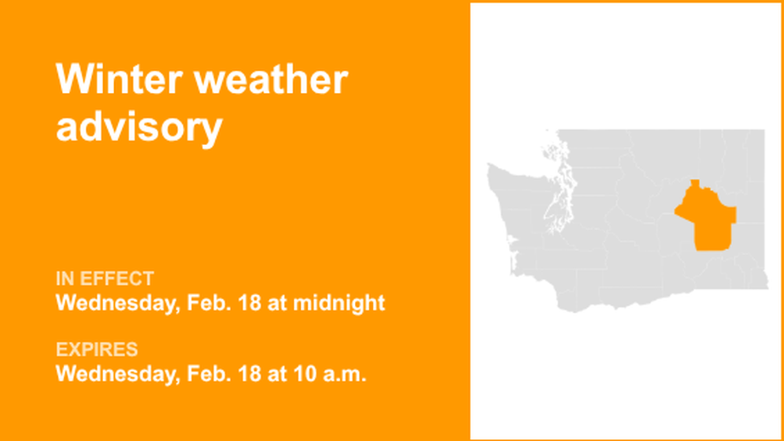 Winter weather advisory affecting Upper Columbia Basin Wednesday 