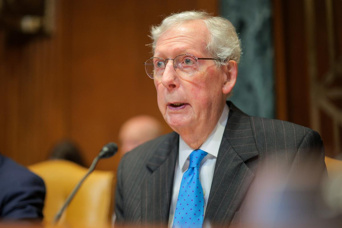  Kentucky Republican Senator Mitch McConnell delivers an opening statement during a Senate Appropriations Committee hearing on the FY2027 budget request in the Dirksen Senate Office Building on Capitol Hill on May 12, 2026 in Washington, D.C. 