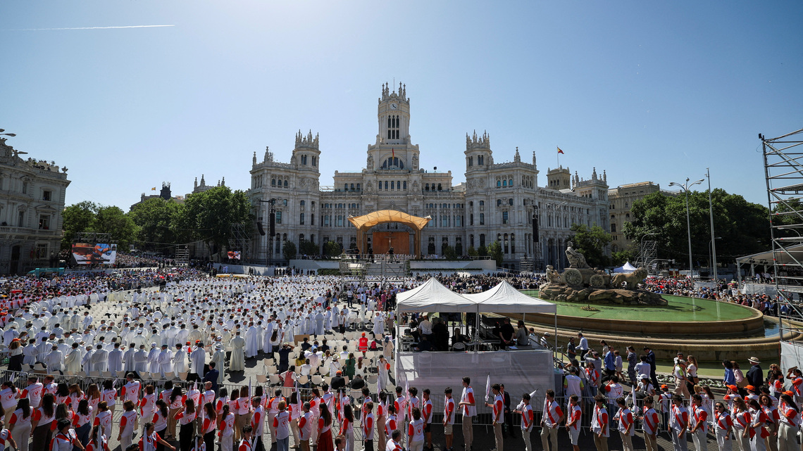 Pope Leo tells 1.2 million crowd in Madrid that God stands with the poor
