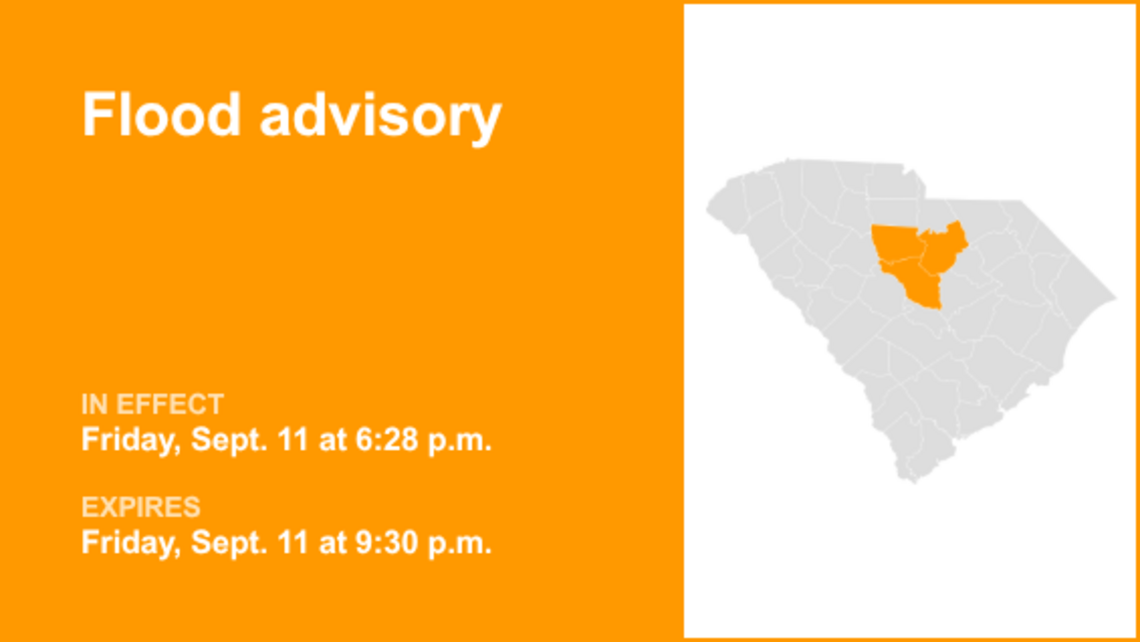 UPDATE: Midlands placed under a flood advisory Friday night triggered by intense rainfall 