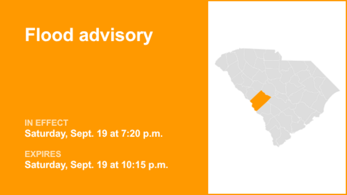 Flood advisory issued for Aiken County Saturday night caused by intense downpours 