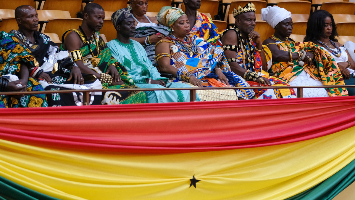 FILE PHOTO: Traditional leaders attend a parliamentary session on the Human Sexual Rights and Family Values Bill in Accra, Ghana, May 29, 2026. REUTERS/Francis Kokoroko/File Photo
