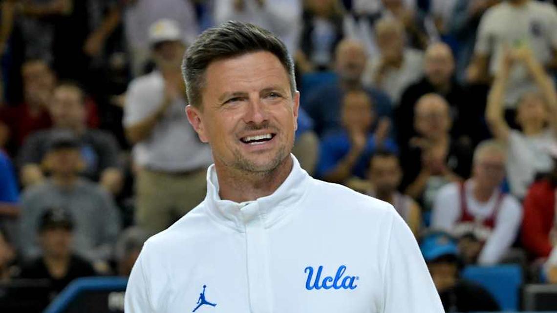  Jan 31, 2026; Los Angeles, California, USA; UCLA Bruins head football coach Bob Chesney is introduced during the basketball game against the Indiana Hoosiers at Pauley Pavilion presented by Wescom Financial. Mandatory Credit: Jayne Kamin-Oncea-Imagn Images | Jayne Kamin-Oncea-Imagn Images 