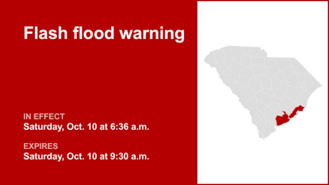 UPDATE: Flash flood warning in place for Charleston County Saturday morning 