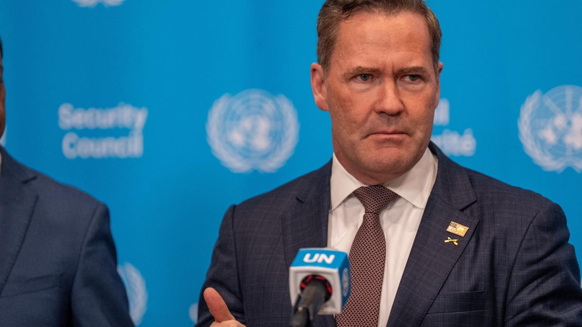 U.S. Ambassador to the United Nations Mike Waltz speaks to the media on a proposed resolution of the Strait of Hormuz at U.N. headquarters in New York City, U.S., May 7, 2026. REUTERS/David 'Dee' Delgado