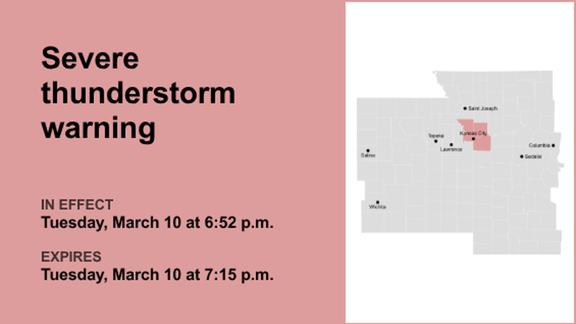 Update: The severe thunderstorm warning is forecast to expire at 11 p.m. 