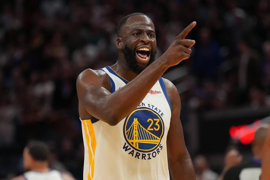 Golden State Warriors forward Draymond Green reacts to a call Cary Edmondson-Imagn Images