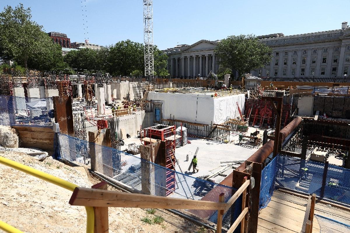 A view of the site of ongoing construction of the planned White House ballroom in Washington, D.C., U.S., May 19, 2026. REUTERS/Kevin Lamarque