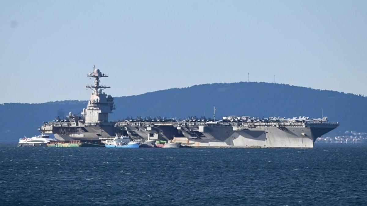 The US Navy aircraft carrier USS Gerald R. Ford (CVN-78) sits anchored in
Split, Croatia, 29 March 2026. Photo by STRINGER / EPA