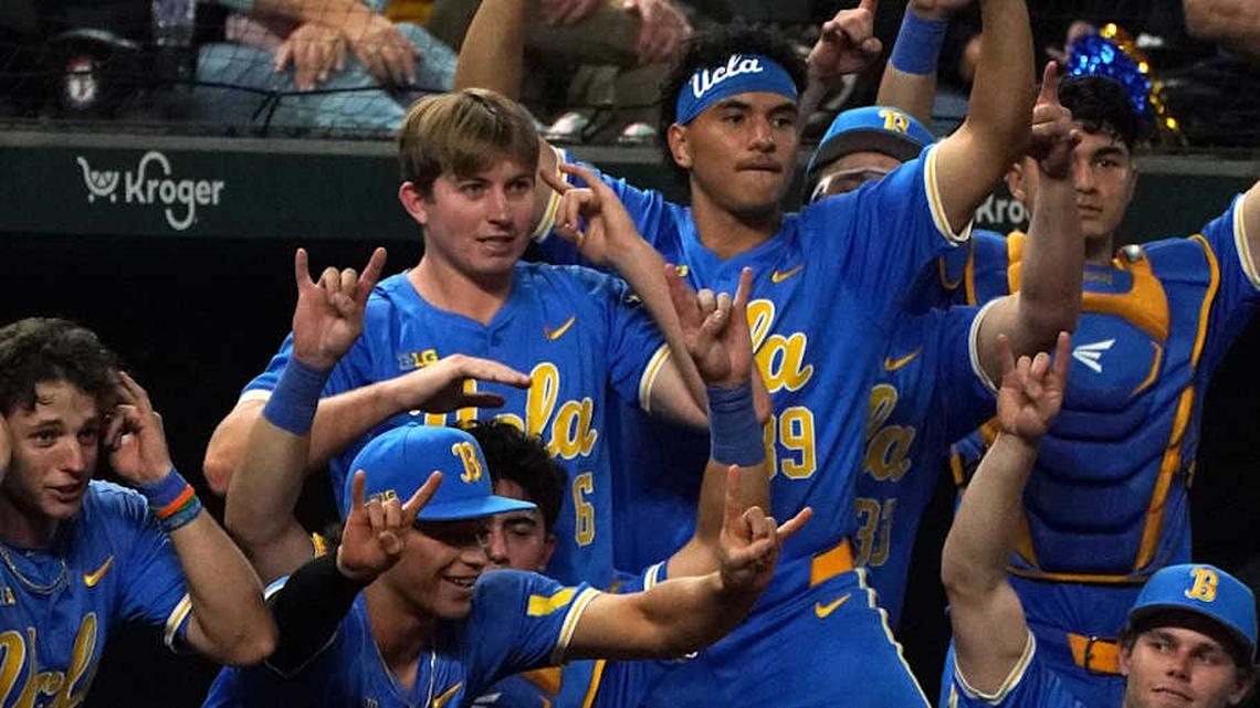  Mar 1, 2026; Arlington, TX, USA; UCLA Bruins against Mississippi State Bulldogs during the Amegy Bank College Baseball Series at Globe Life Field. Mandatory Credit: Dustin Safranek-Imagn Images | Dustin Safranek-Imagn Images 