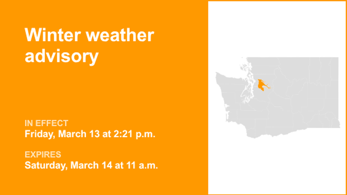 Snohomish / Northern King Counties placed under a winter weather advisory until Saturday midday 