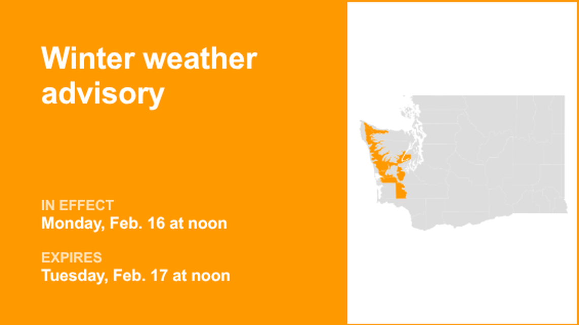 UPDATE: The current winter weather advisory for Western Washington will be expiring at noon 