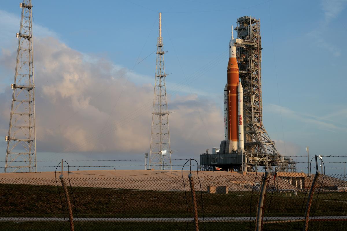 Artemis II Space Launch System rocket and Orion spacecraft, 2026.