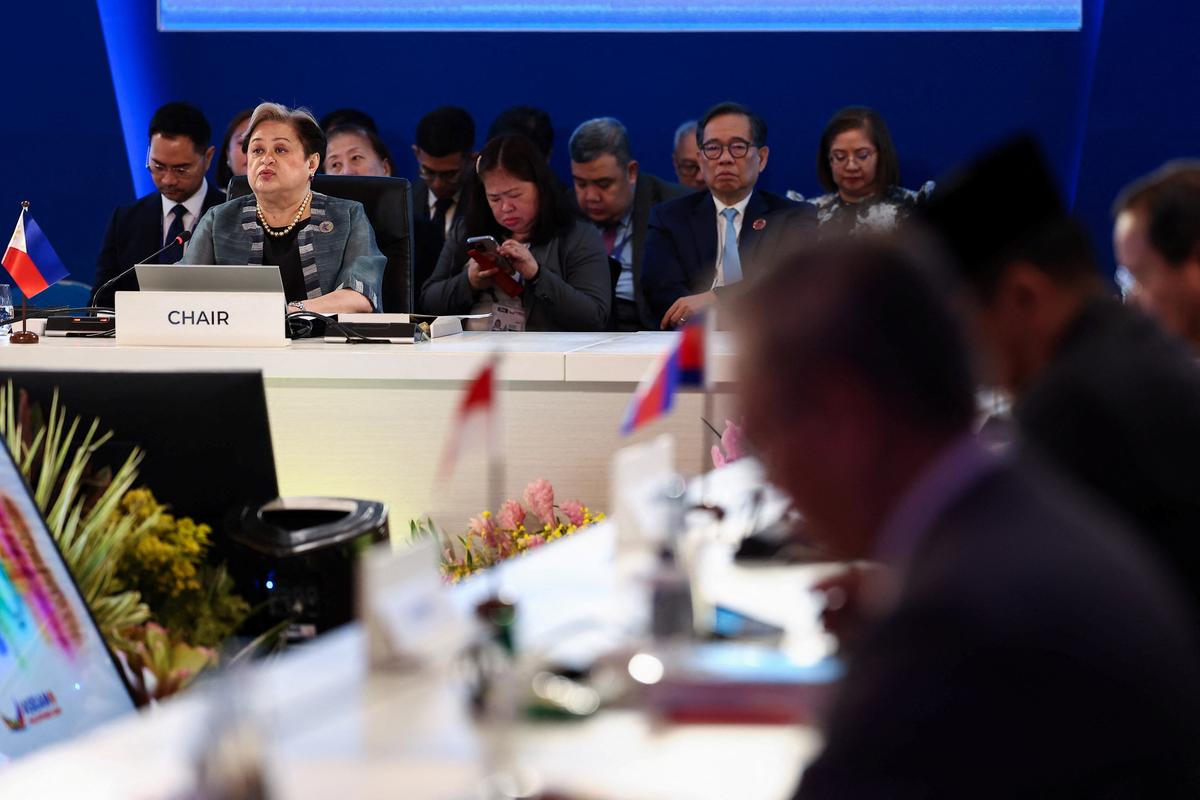 Association of Southeast Asian Nations (ASEAN) Chair and Philippine Foreign Affairs Secretary Theresa Lazaro delivers an opening statement during the ASEAN Foreign Ministers' Meeting ahead of the 48th ASEAN Summit and Related Meetings in Cebu City, Philippines, May 7, 2026. REUTERS/Eloisa Lopez